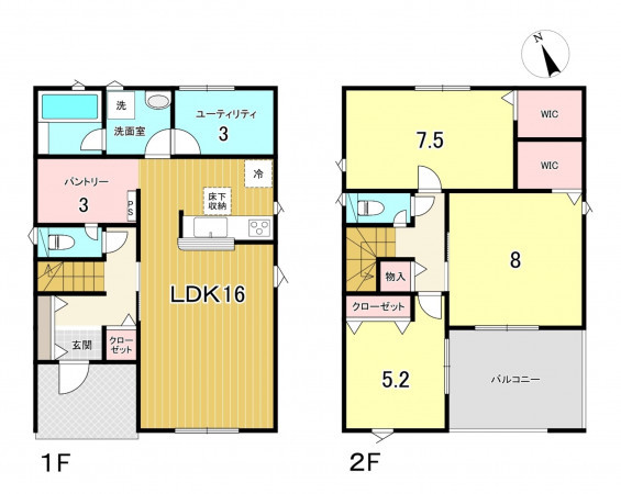 かほく市高松、新築一戸建ての間取り画像です