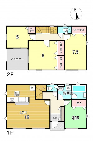 かほく市木津、新築一戸建ての間取り画像です