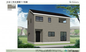 かほく市木津、新築一戸建ての完成予想図（外観）画像です