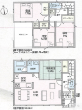 河北郡津幡町字清水、新築一戸建ての間取り画像です