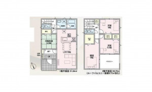 羽咋市大川町、新築一戸建ての間取り画像です