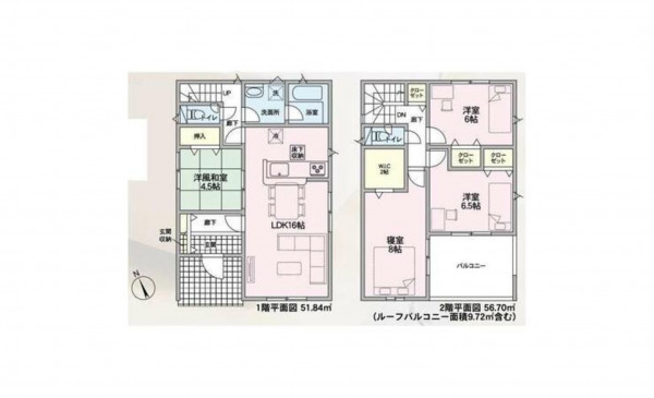 羽咋市大川町、新築一戸建ての間取り画像です