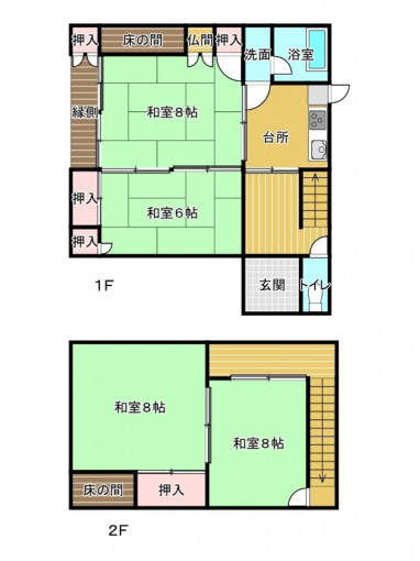 金沢市城南、中古一戸建ての間取り画像です