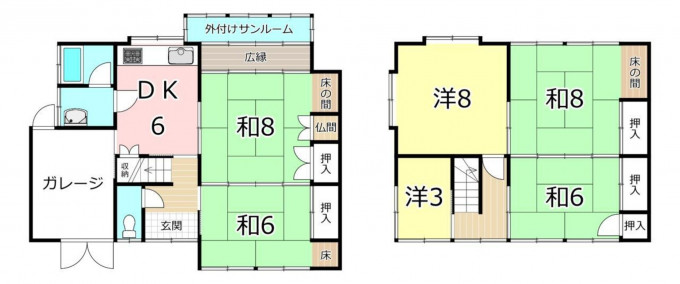 金沢市東山、中古一戸建ての間取り画像です