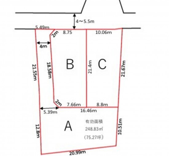 高崎市保渡田町、土地の間取り画像です
