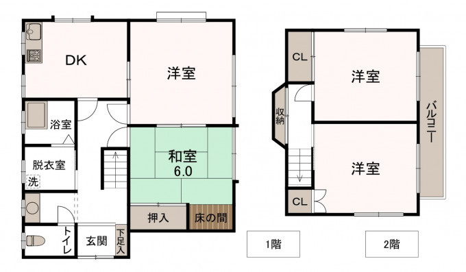 高崎市城山町、中古一戸建ての間取り画像です