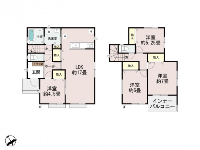 高崎市石原町、新築一戸建ての間取り画像です