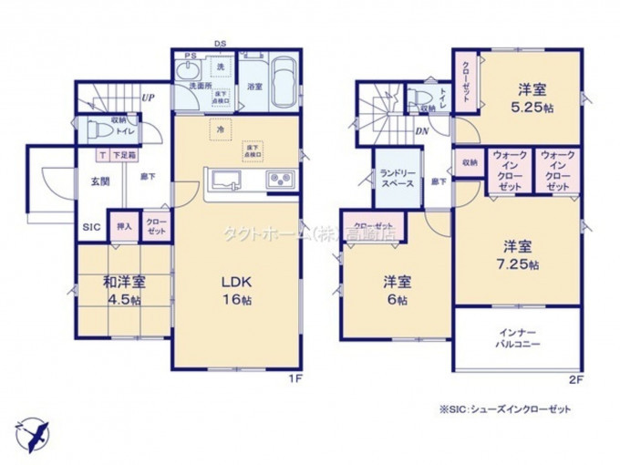 高崎市上中居町、新築一戸建ての間取り画像です