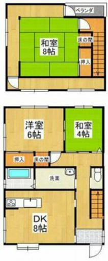 高崎市石原町、中古一戸建ての間取り画像です
