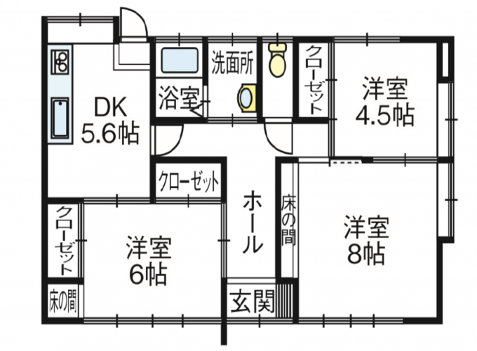 高崎市棟高町、中古一戸建ての間取り画像です