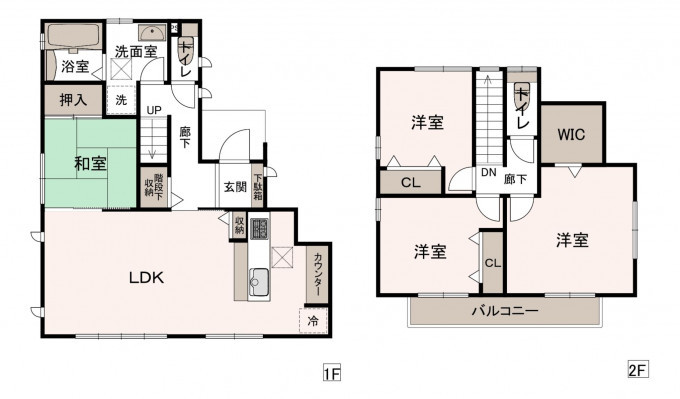 高崎市大八木町、中古一戸建ての間取り画像です
