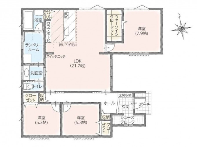 高崎市上佐野町、新築一戸建ての間取り画像です