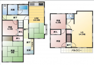 高崎市浜川町、中古一戸建ての間取り画像です