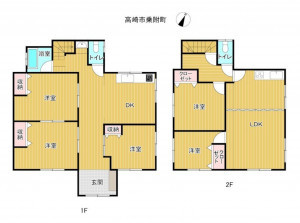 高崎市乗附町、中古一戸建ての間取り画像です
