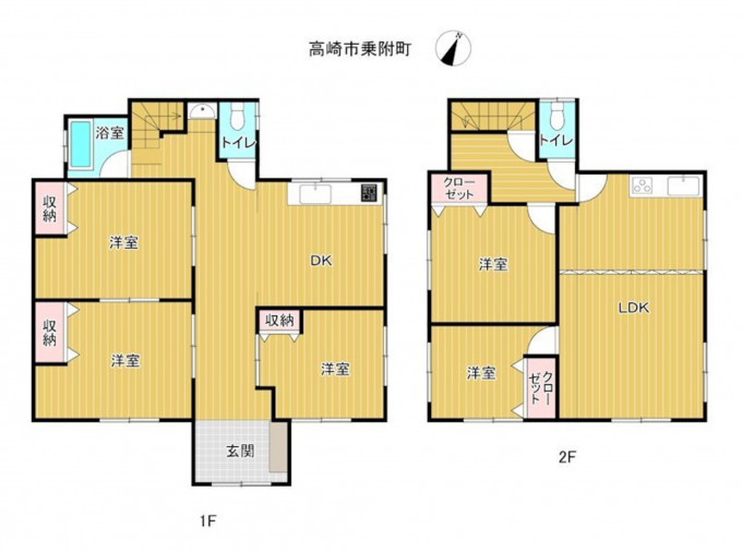 高崎市乗附町、中古一戸建ての間取り画像です