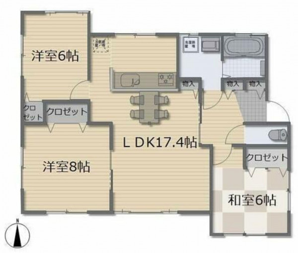 高崎市八幡町、中古一戸建ての間取り画像です