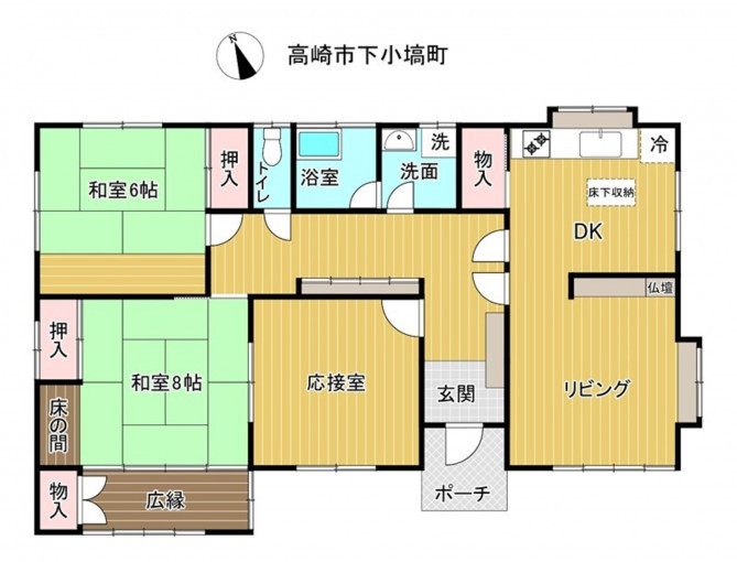 高崎市下小塙町、中古一戸建ての間取り画像です
