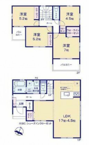 高崎市乗附町、新築一戸建ての間取り画像です