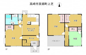 高崎市箕郷町、中古一戸建ての間取り画像です