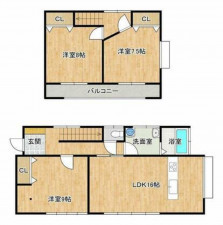 高崎市足門町、中古一戸建ての間取り画像です
