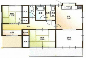 高崎市棟高町、中古一戸建ての間取り画像です