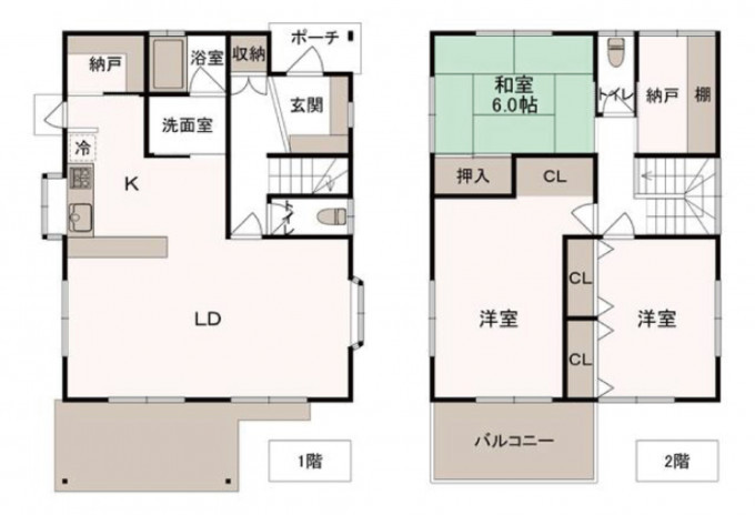 高崎市箕郷町、中古一戸建ての間取り画像です