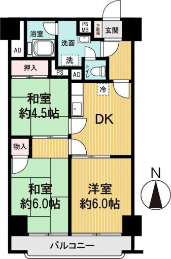 高崎市貝沢町、中古マンションの間取り画像です