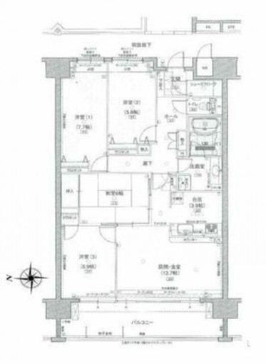 高崎市日光町、中古マンションの間取り画像です