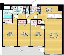 高崎市双葉町、中古マンションの間取り画像です