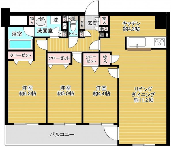 高崎市双葉町、中古マンションの間取り画像です