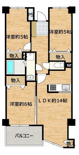高崎市末広町、中古マンションの間取り画像です