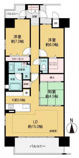 高崎市栄町、中古マンションの間取り画像です
