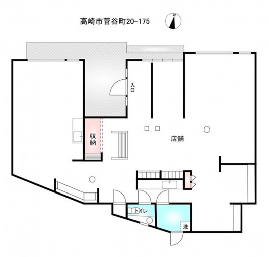 高崎市菅谷町、収益物件/店舗の間取り画像です