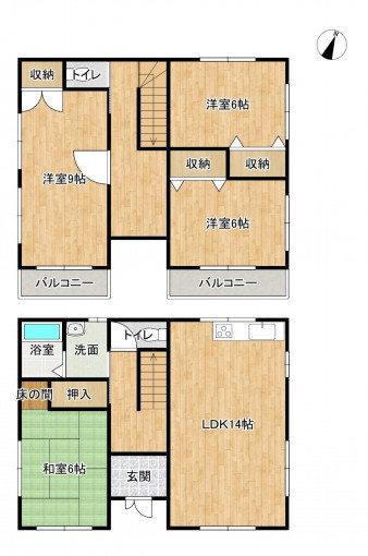 高崎市箕郷町、中古一戸建ての間取り画像です