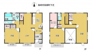 高崎市箕郷町、中古一戸建ての間取り画像です