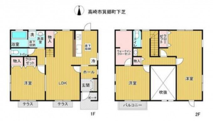高崎市箕郷町、中古一戸建ての間取り画像です