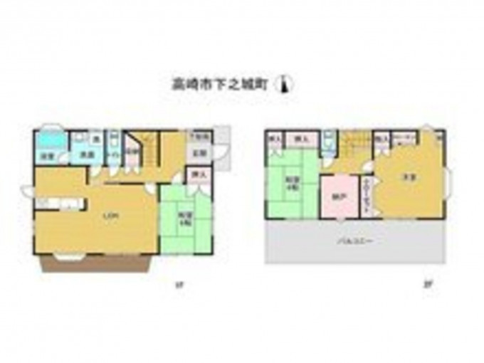 高崎市下之城町、中古一戸建ての間取り画像です