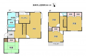 高崎市上豊岡町、中古一戸建ての間取り画像です