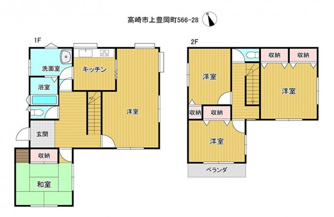 高崎市上豊岡町、中古一戸建ての間取り画像です