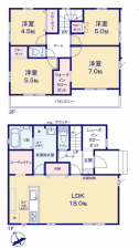 高崎市棟高町、新築一戸建ての間取り画像です