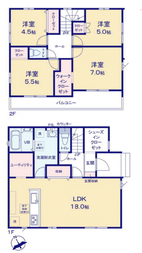高崎市棟高町、新築一戸建ての間取り画像です