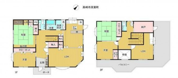 高崎市双葉町、中古一戸建ての間取り画像です