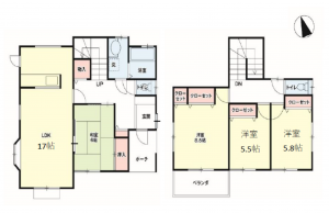 高崎市八幡町、中古一戸建ての間取り画像です