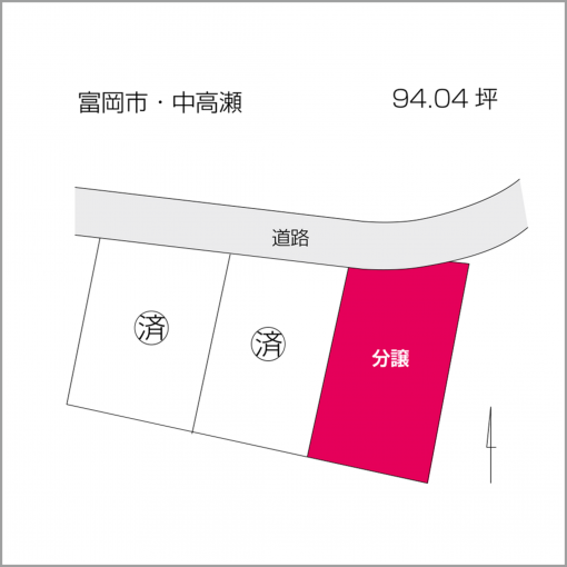 富岡市中高瀬、土地の間取り画像です