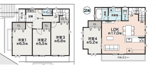 相模原市緑区下九沢、新築一戸建ての間取り画像です