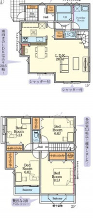相模原市緑区二本松、新築一戸建ての間取り画像です