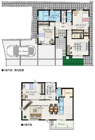 相模原市緑区東橋本、新築一戸建ての間取り画像です