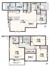 相模原市緑区東橋本、新築一戸建ての間取り画像です