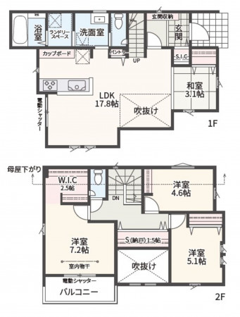 相模原市緑区東橋本、新築一戸建ての間取り画像です