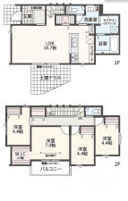 相模原市緑区東橋本、新築一戸建ての間取り画像です